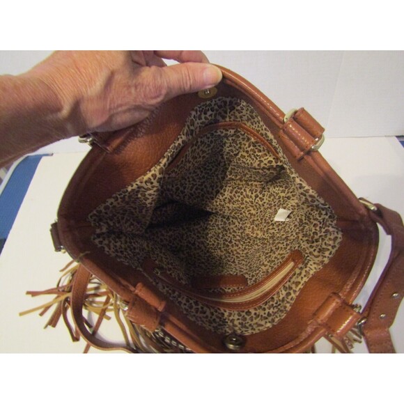 Steve Madden Shoulder Bag Soft Brown Leather Fringe Crossbody Boho Western - Picture 6 of 7